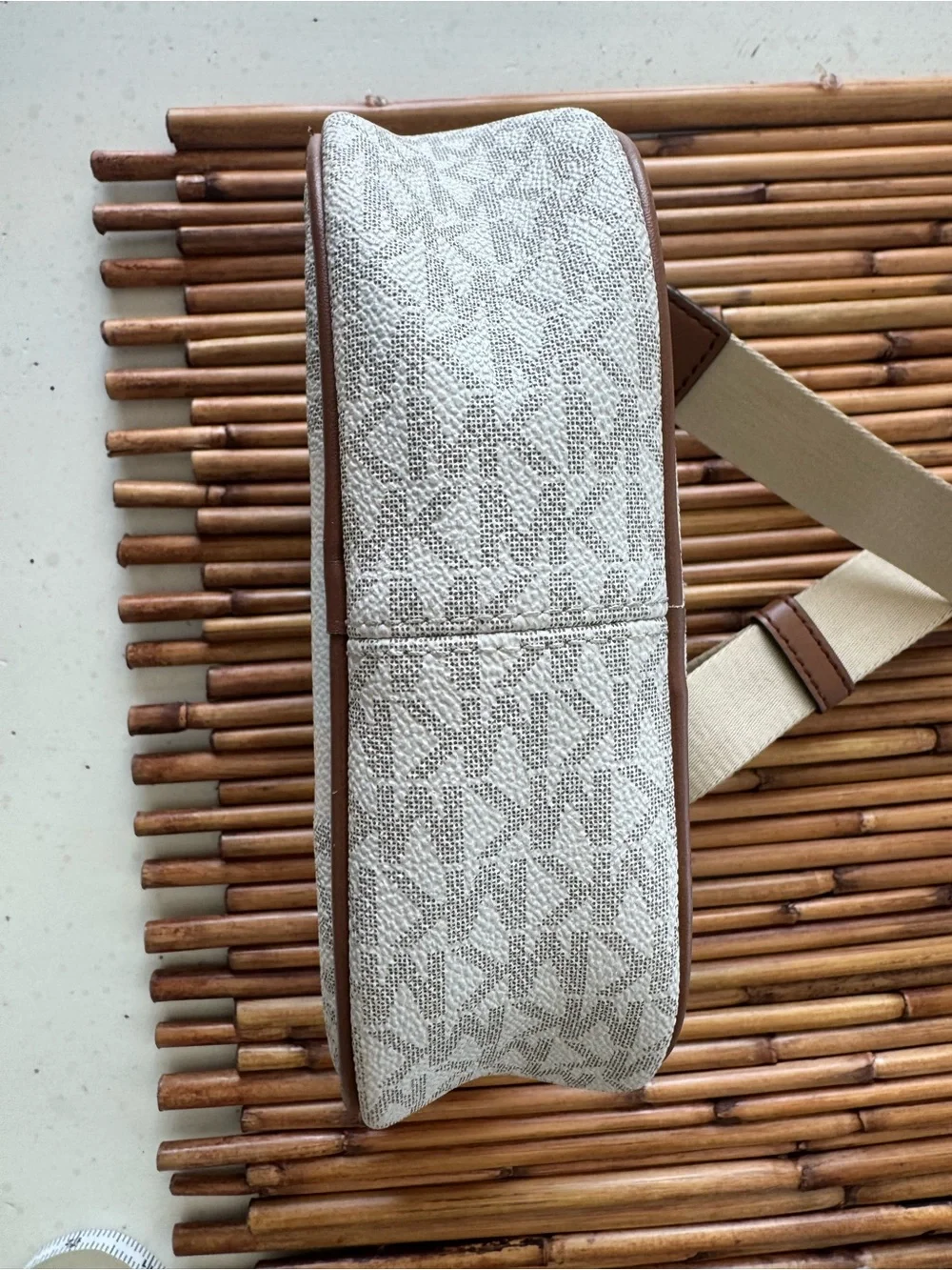 Michael Kors Cream and Brown Logo Crossbody Bag